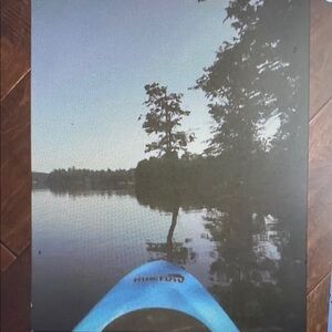Lake View Canvas Art with Blue Kayak
